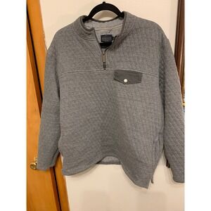 Pendleton Quilted‎ Fleece Pullover Sweatshirt Gray Quarter Zip XL